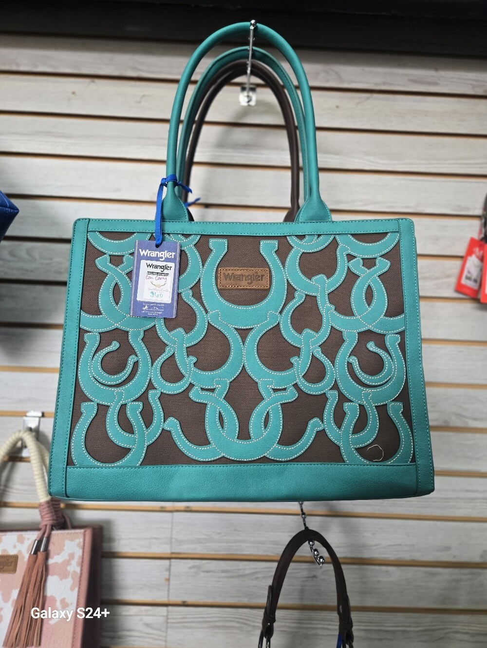 Montana West Teal and Brown Patterned Tote Bag